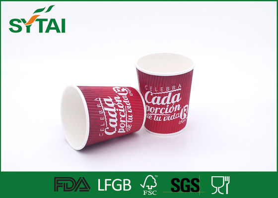 China Copos de papel da ondinha feita sob encomenda vermelha do logotipo para bebidas do frio, copo de papel personalizado fornecedor